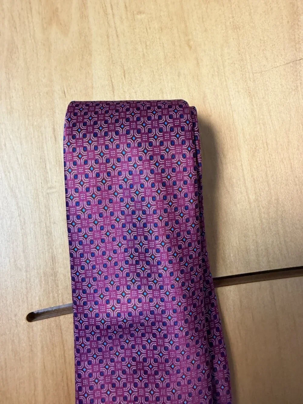 Canali Men's Geometric Pink & Blue Silk Tie-Brand New!